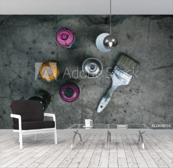 Afbeeldingen van Street art equipment spray cans and brush